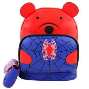 Marvel Spider-Man Bear Red Kids PU Mini Backpack with Deatchable Coin Purse